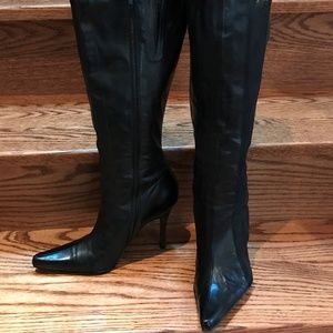 ALDO LEATHER KNEE HIGH BOOTS – MESH POINTED TOE